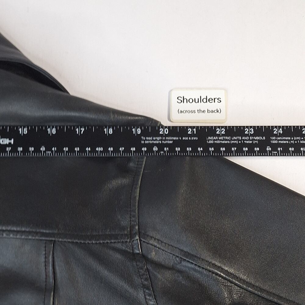 Leather Cult Jacket Mens Unisex Medium Black Genuine Leather Biker Vintage Moto - Picture 12 of 15